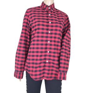 J.Crew Gingham Gingham Oxford Men Slim Red Black Plaid Button Shirt C4283